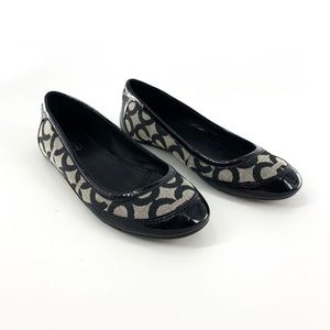 Coach signature logo black and gray ballet flats.